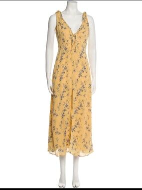 Like New Reformation Yellow Floral Maxi Dress Size Medium- 100% viscose